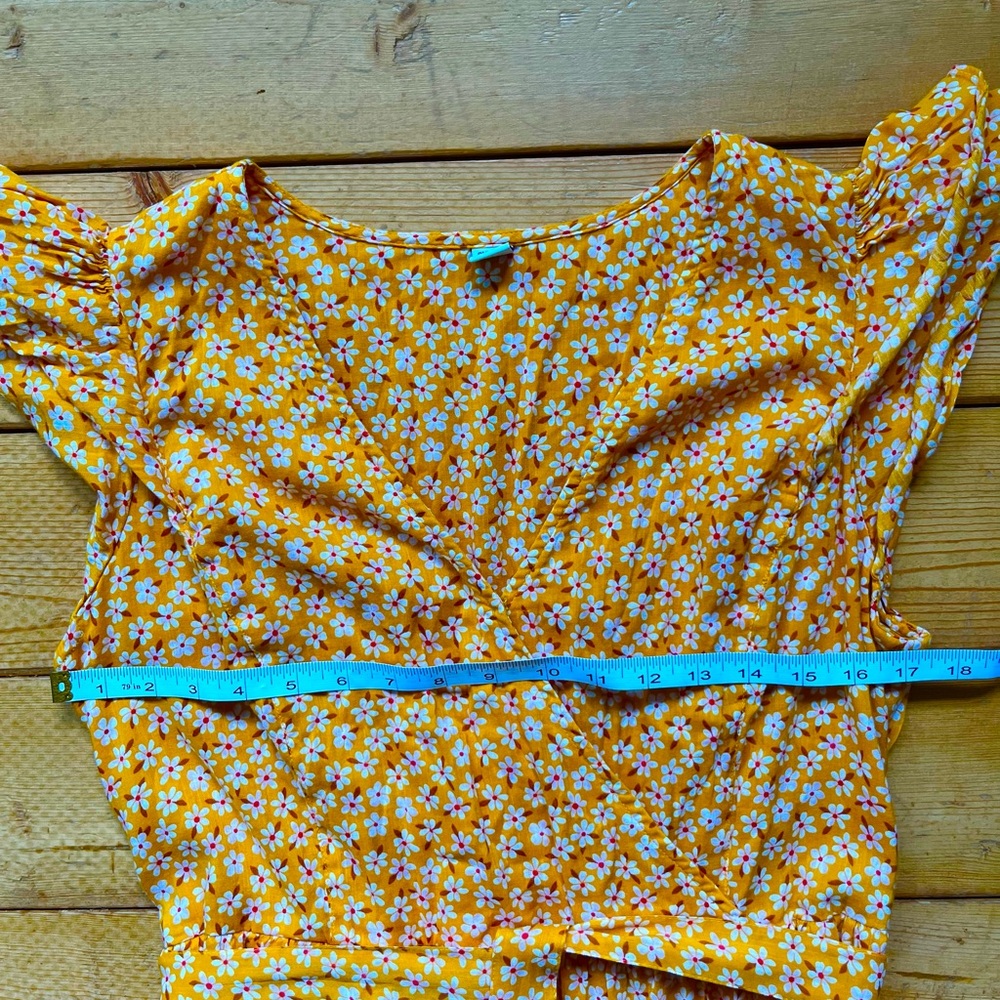 Old Navy Waist-Defined Wrap-Front Midi Yellow Floral - Picture 7 of 10